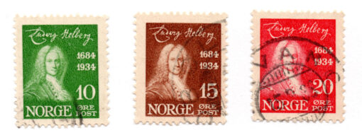 Noruega - 1934 - STW-168-170 - 1934 The 250th Anniversary of the Birth of Ludvig Holberg (conjunto 3 selos) - Série incompleta-0