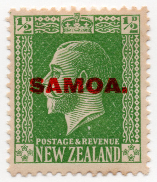 1916 - Rei George V - Selo postal da Nova Zelândia com impressão sobreposta